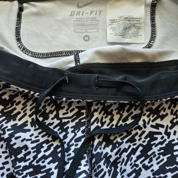 Nike Dri-Fit Athletic Leggings Black & White Print Women's Sz Med - Picture 6 of 13